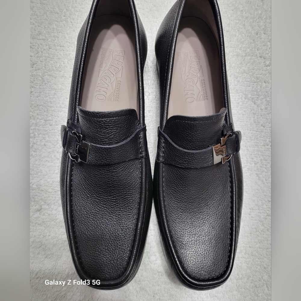 Ferragamo Moccasins Men's Grained Calf Leather Bit Loafer